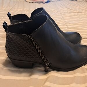 Black Ankle Boots with Quilted Design